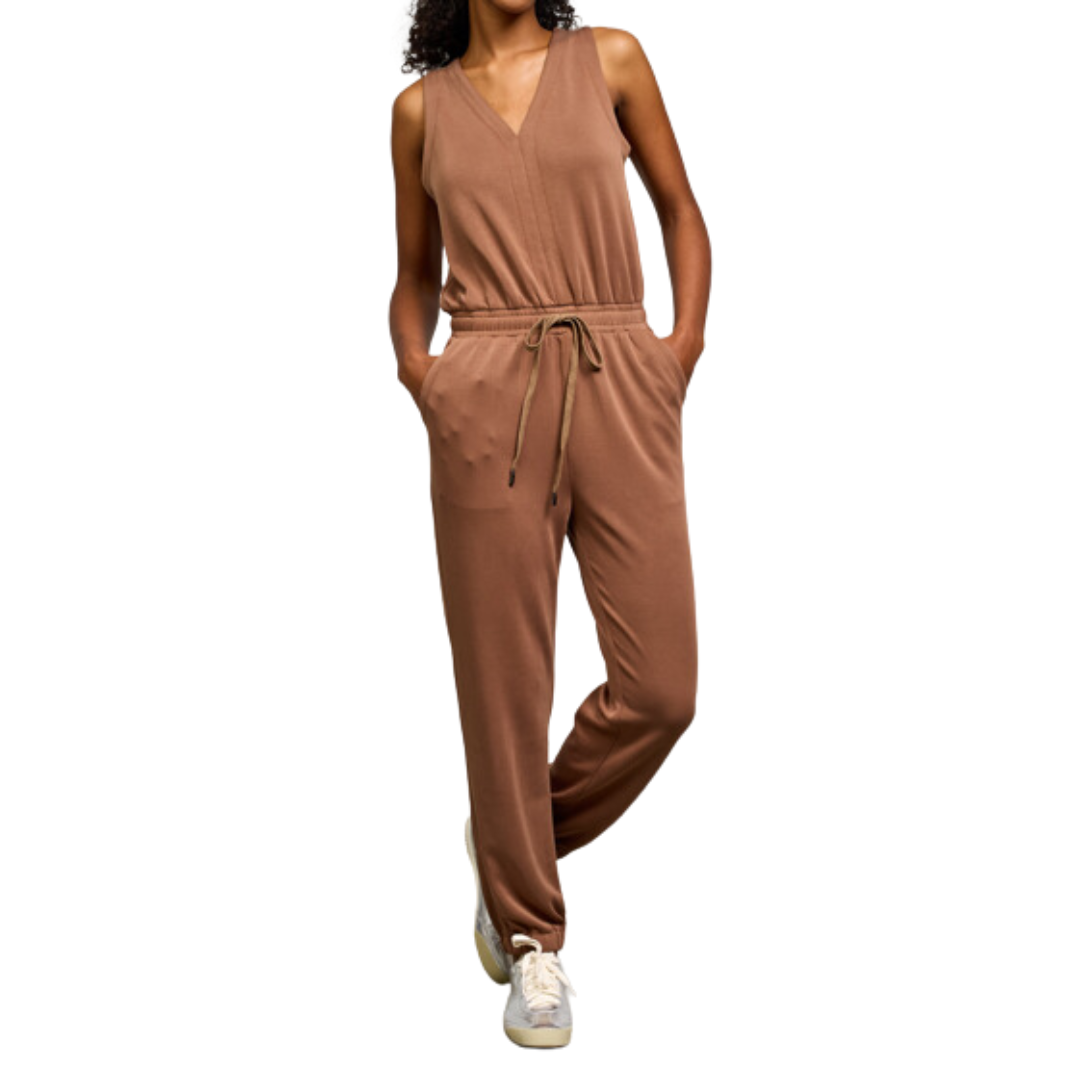 TIE WAIST JUMPSUIT BROWN