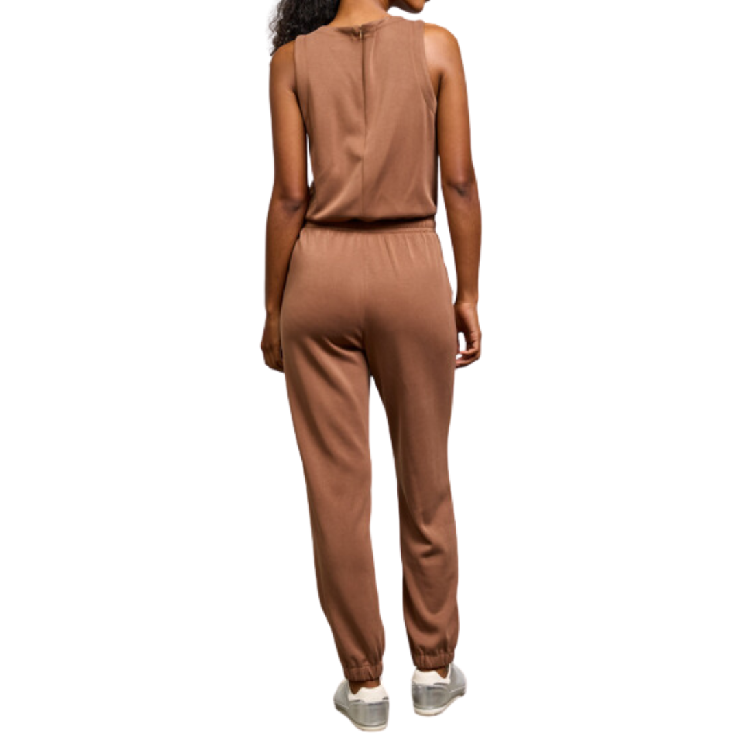 TIE WAIST JUMPSUIT BROWN