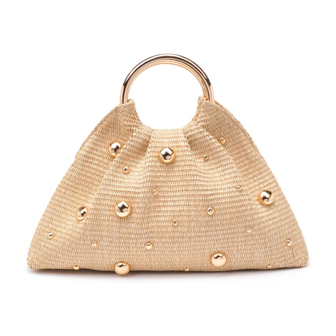 HARPER STUD RAFFIA BAG