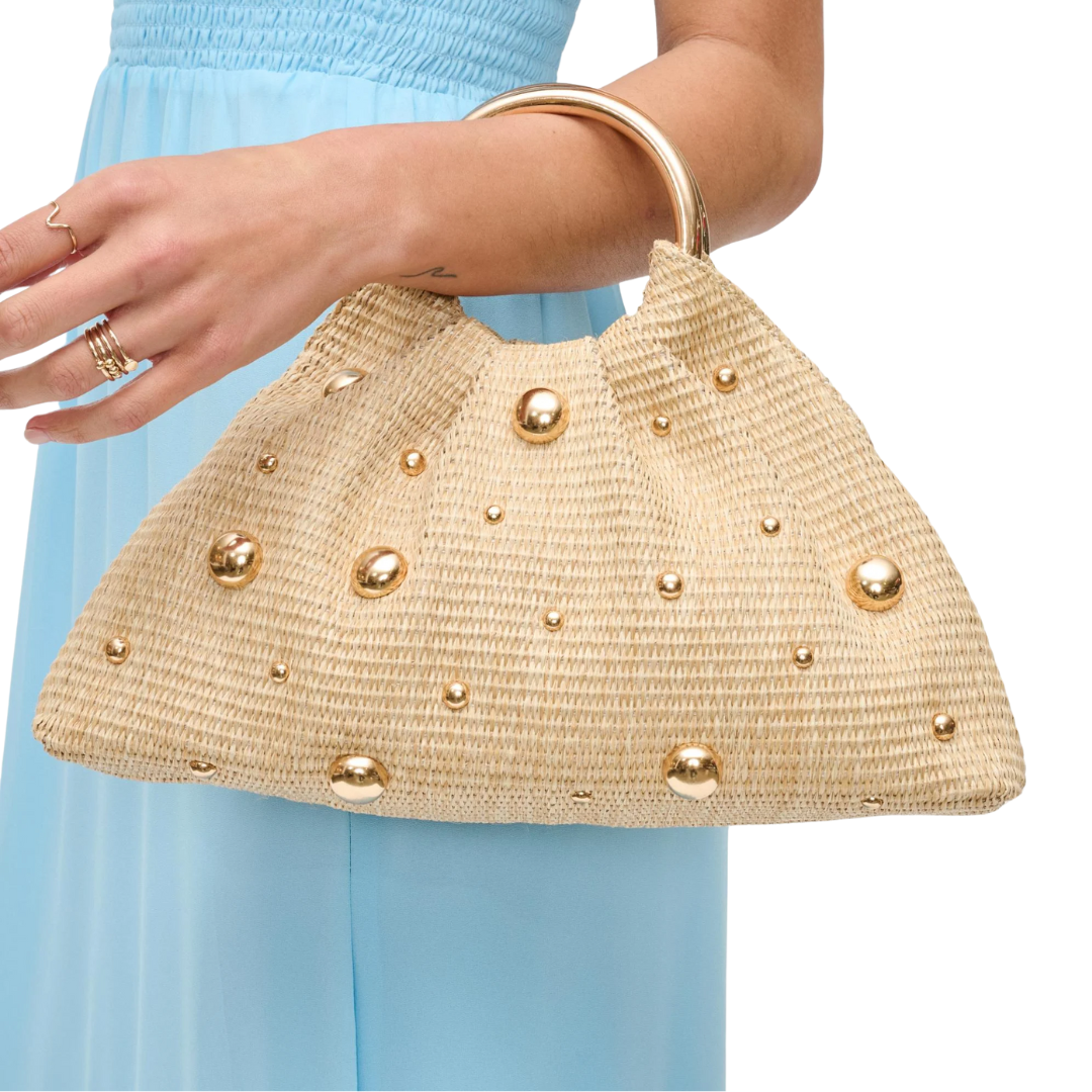 HARPER STUD RAFFIA BAG