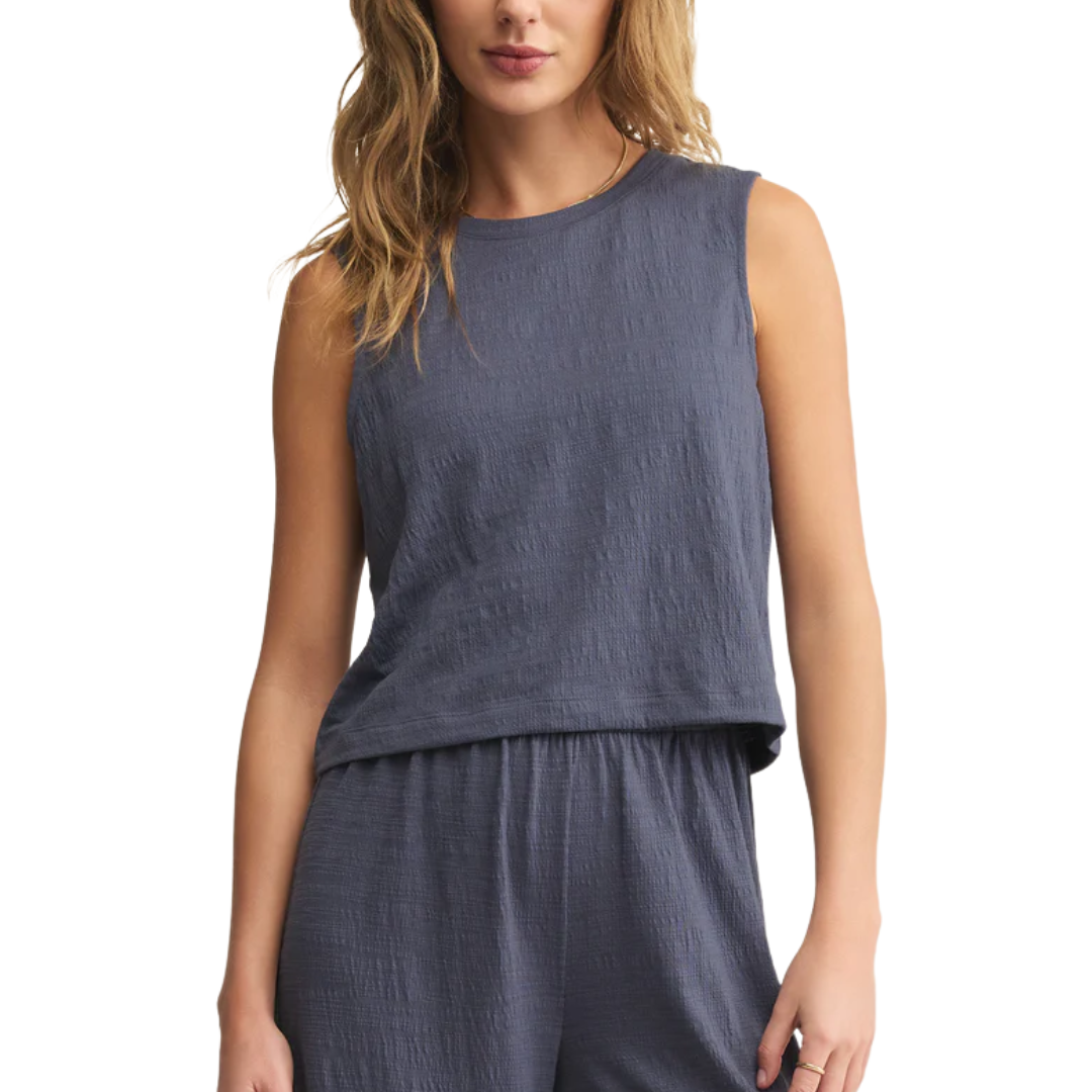 SLOANE TEXTURED TOP WORN BLUE