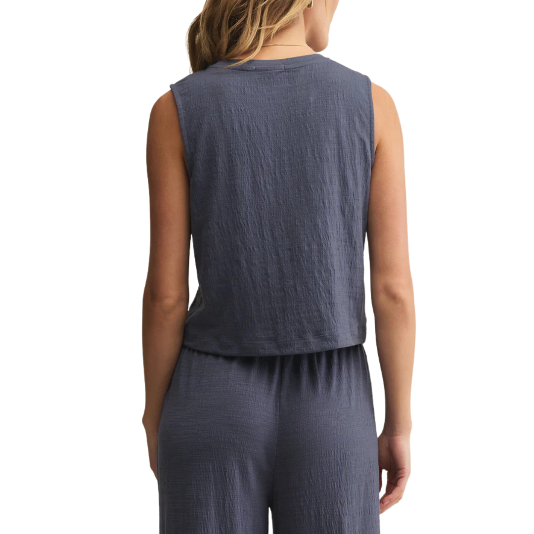 SLOANE TEXTURED TOP WORN BLUE