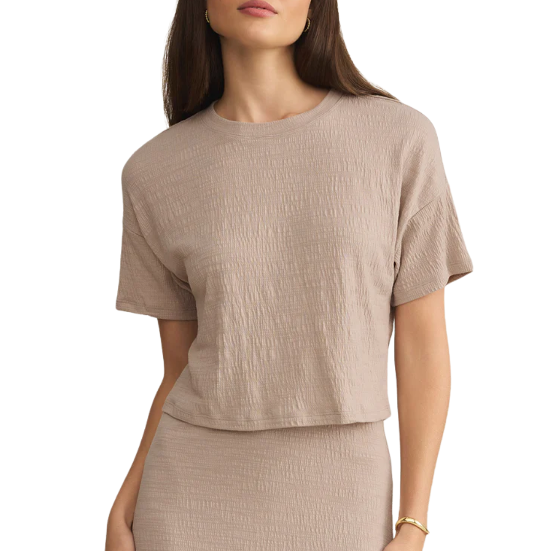 SWAY TEXTURED CROPPED TEE PARCHMENT