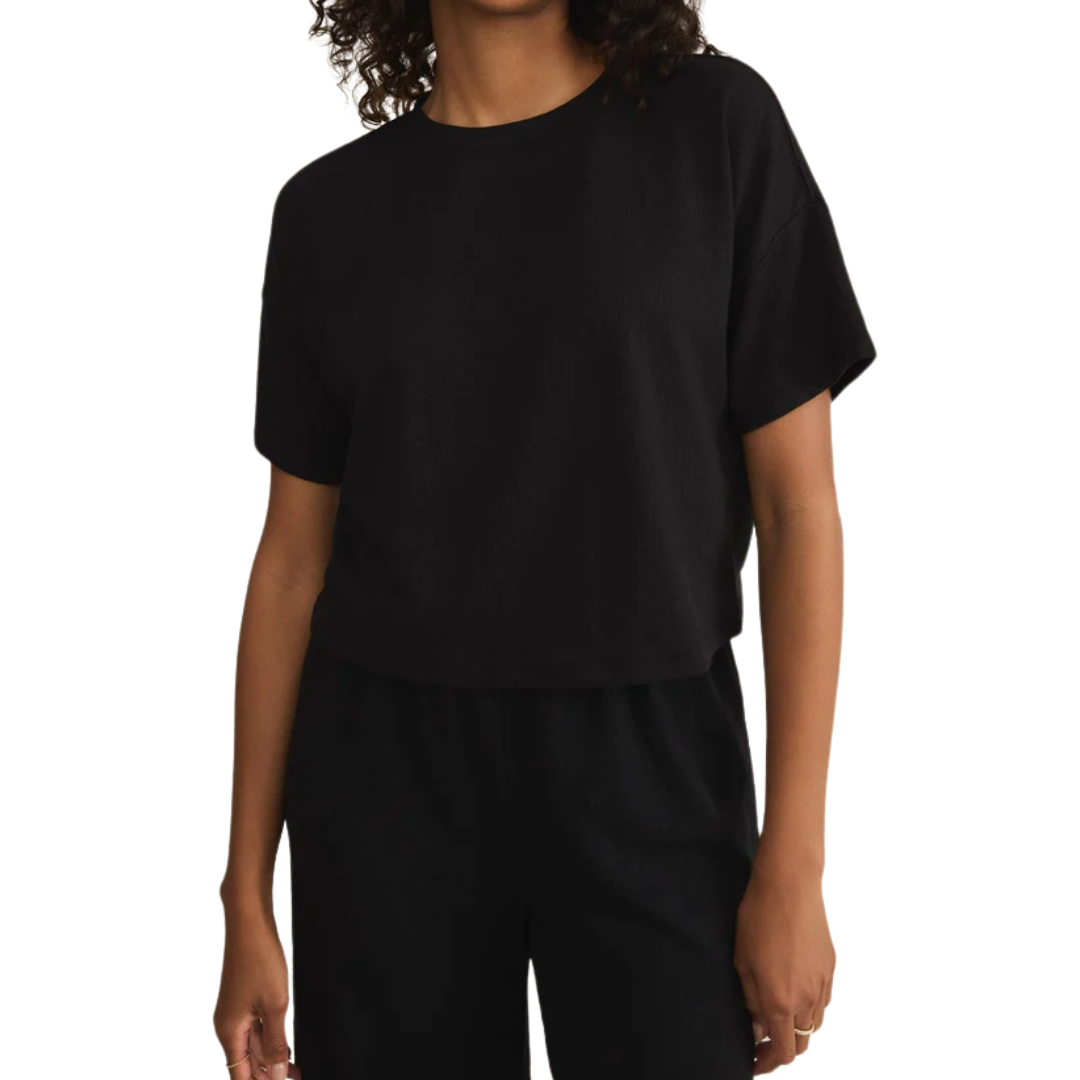 SWAY TEXTURED CROPPED TEE BLACK