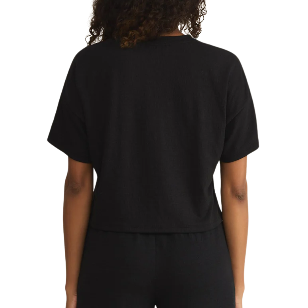 SWAY TEXTURED CROPPED TEE BLACK