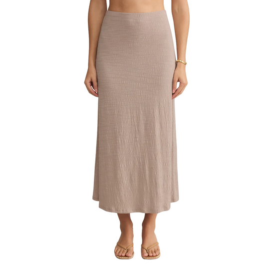 DELAVINE TEXTURED MIDI SKIRT PARCHMENT