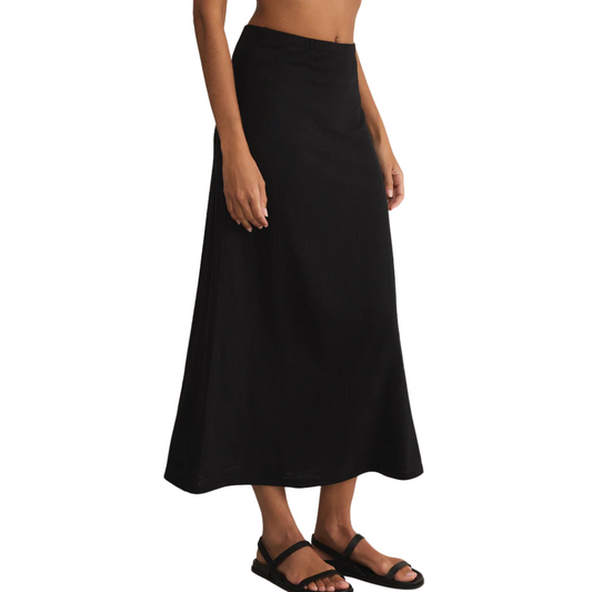 DELAVINE TEXTURED MIDI SKIRT BLACK