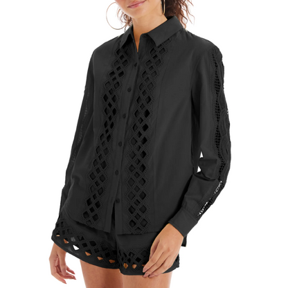 EYELET NINA SHIRT BLACK