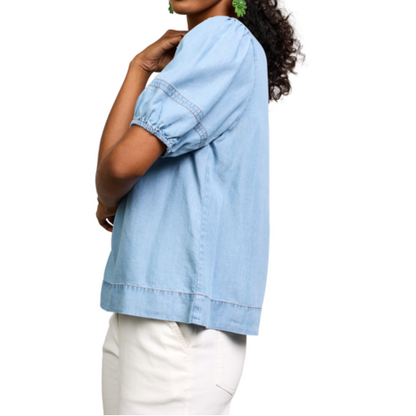 CHAMBRAY WASHED TENCEL TOP