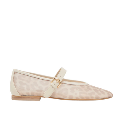 ROSLYN MESH BALLET FLAT WHITE LEOPARD