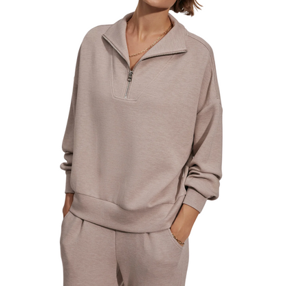 HAWLEY HALF ZIP SWEAT TAUPE