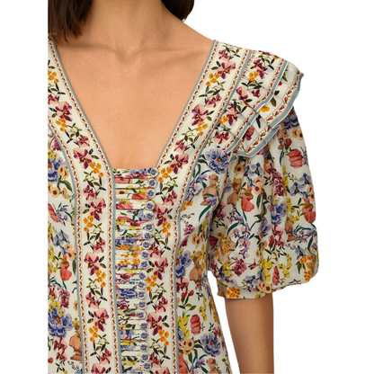 GREEK GARDEN MINI DRESS OFF WHITE