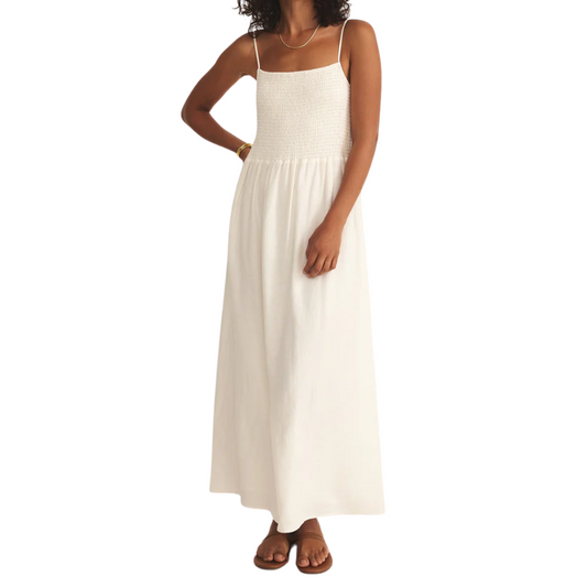 BAYSIDE LINEN MAXI DRESS WHITE