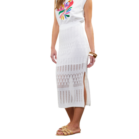 CROCHET MIDI SKIRT WHITE