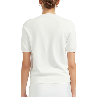 FLORAL LACE OVERLAY SWEATER WHITE