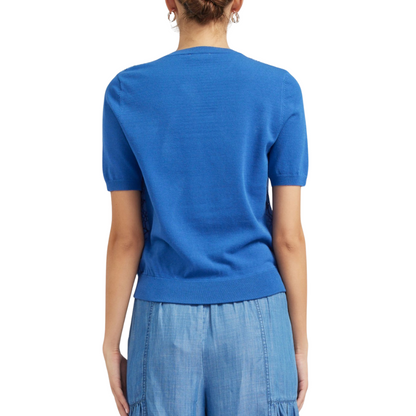 FLORAL LACE OVERLAY SWEATER BLUE