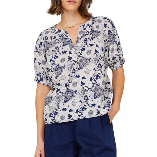 FLORAL PRINTED BLOUSE NAVY