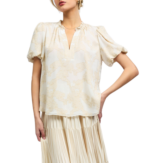FLORAL PRINTED COLLAR BLOUSE NATURAL
