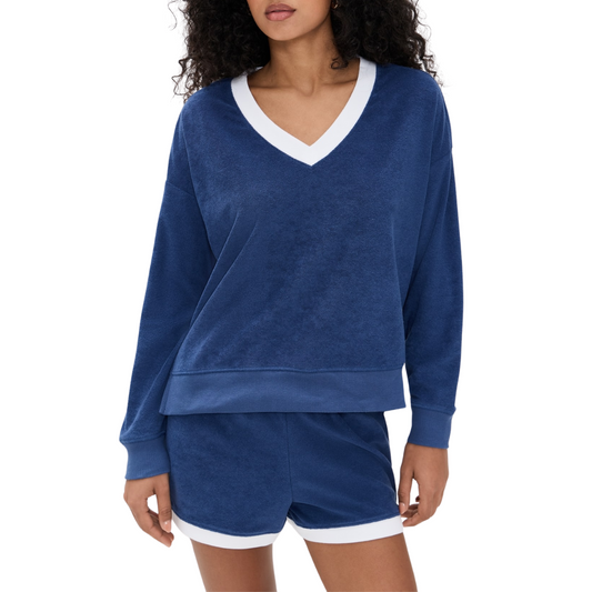 MARX V-NECK TERRY SWEATSHIRT YACHT BLUE