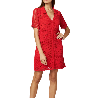ILEANNA CROCHET MINI DRESS POPPY RED