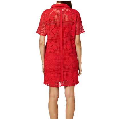 ILEANNA CROCHET MINI DRESS POPPY RED
