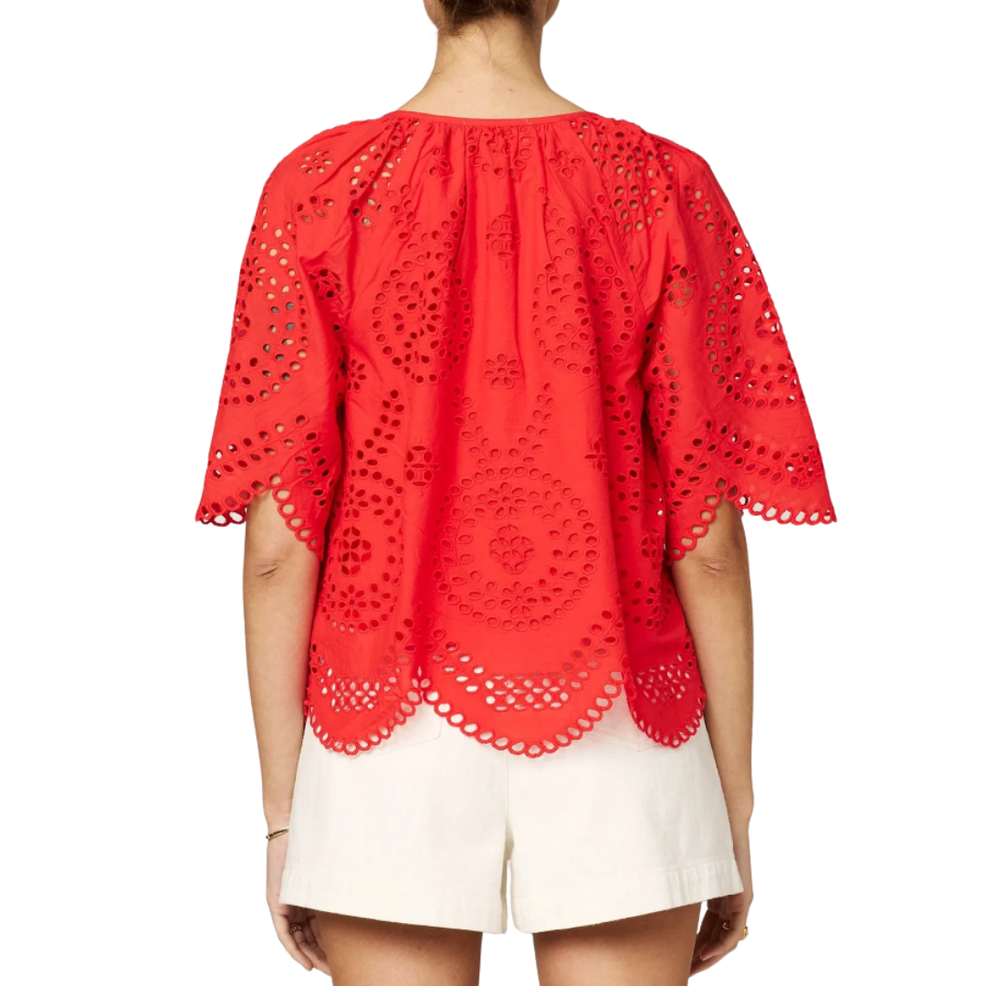 LULU BLOUSE TOP POPPY RED