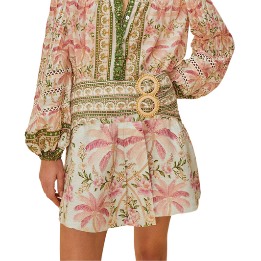 PALM DREAM OFF WHITE MINI SKIRT