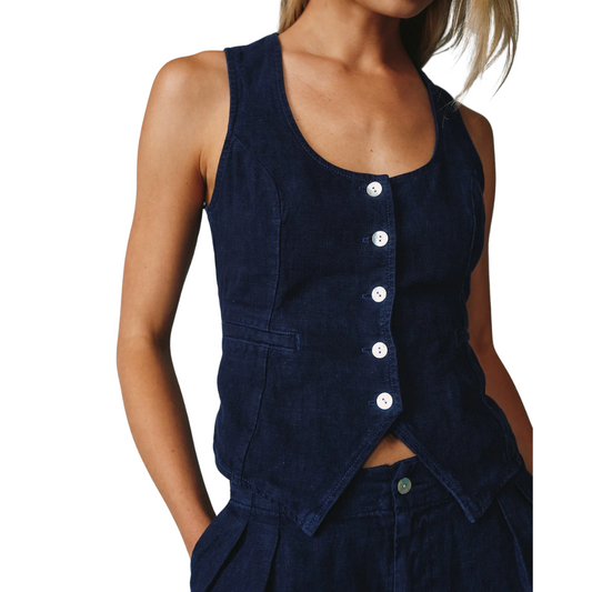 SCOOP NECK VEST ITALIAN NAVY