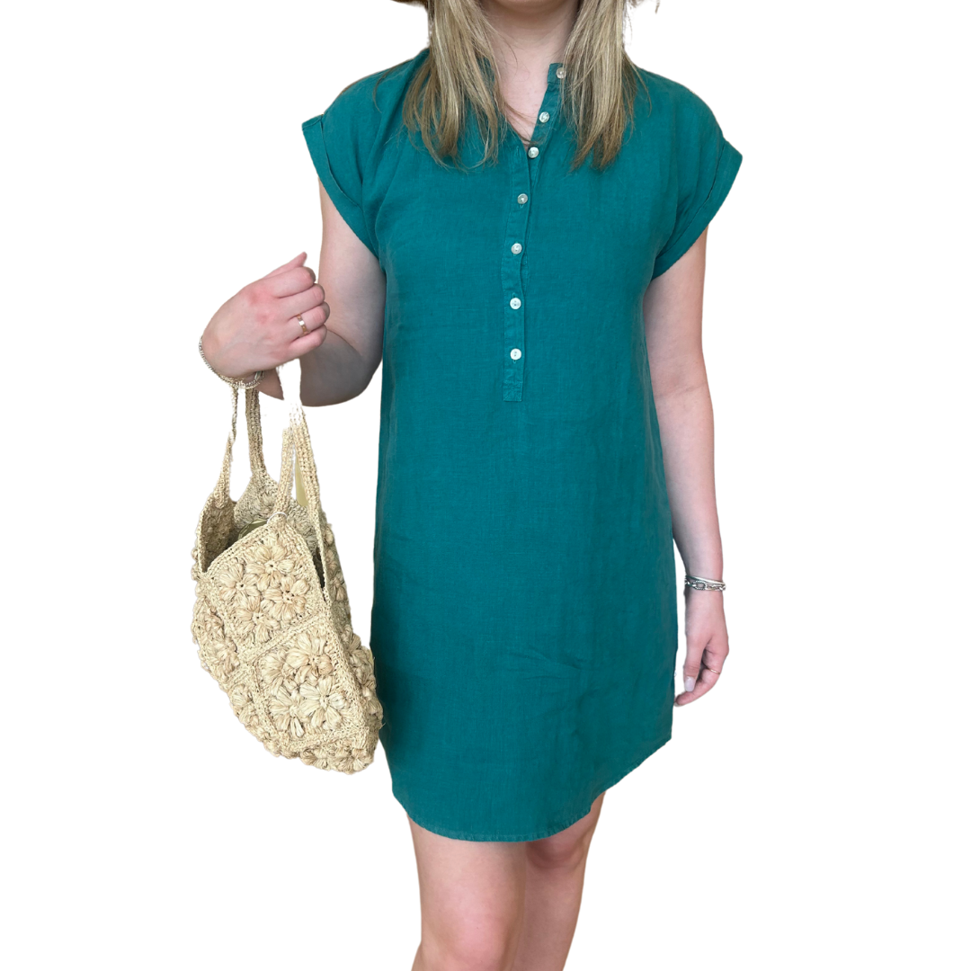 CAP SLEEVE HENLEY DRESS