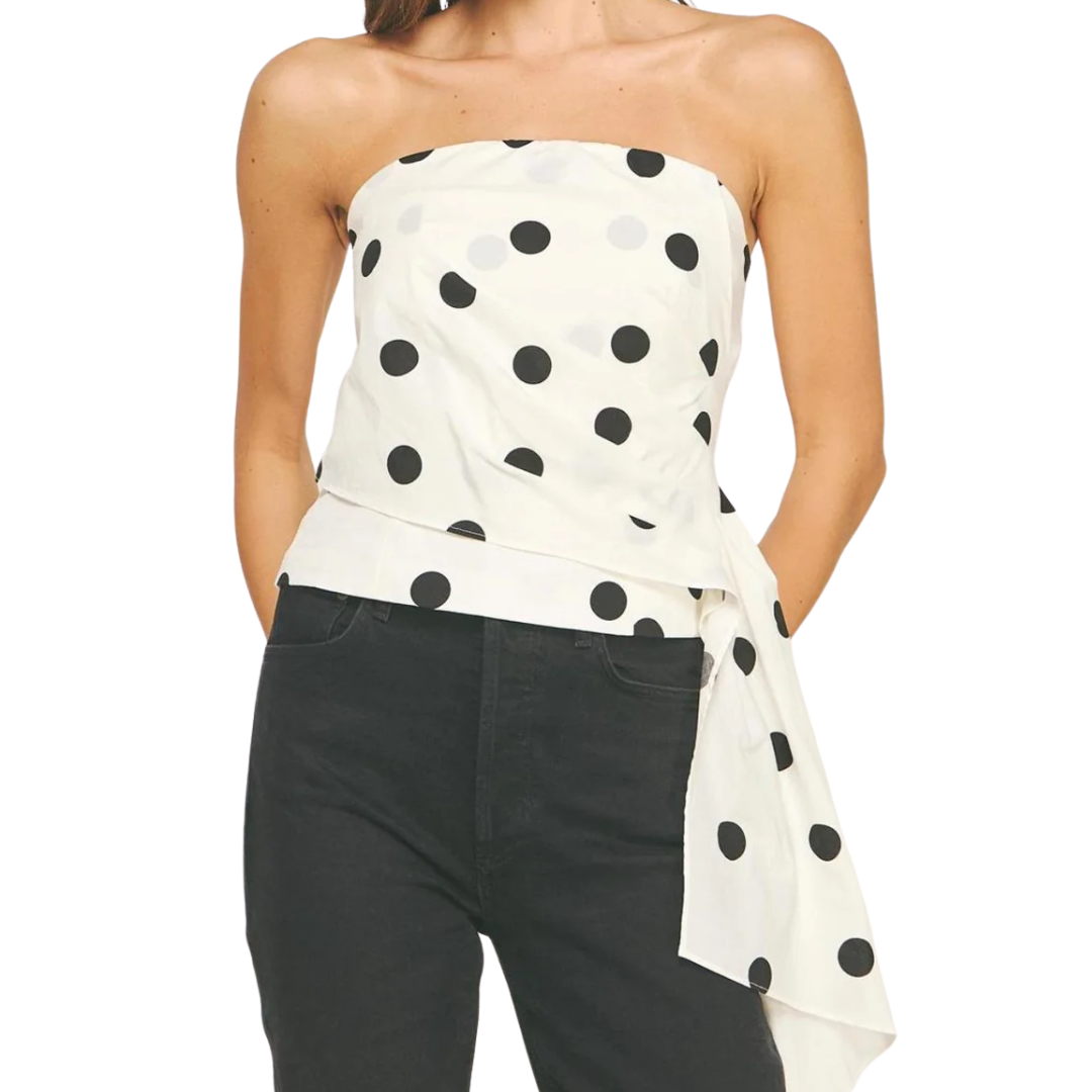 POLKA DOT CORSET TOP WHITE/BLACK