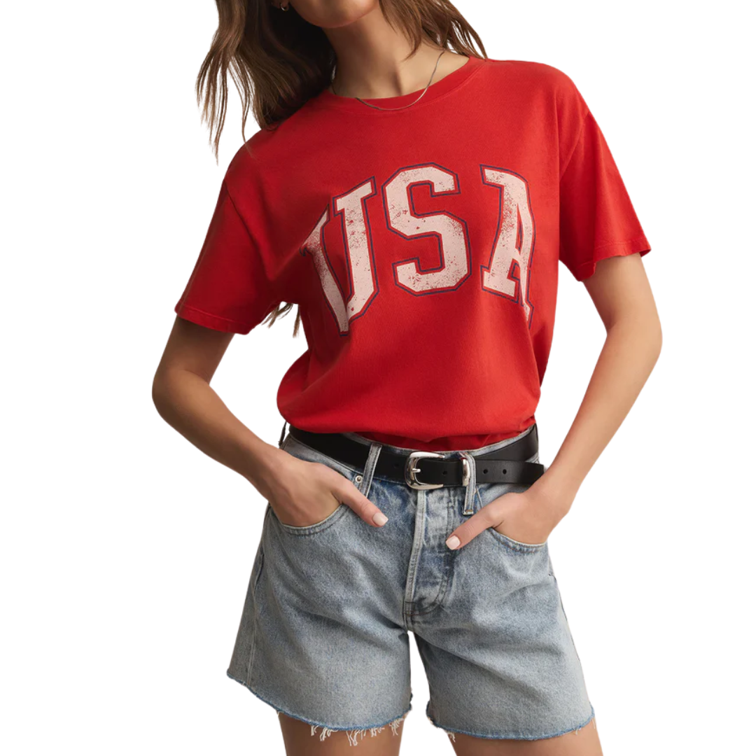 USA BOYFRIEND TEE CABANA RED