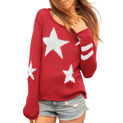 STAR COTTON SWEATER RED