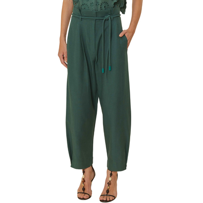TOPSTITCH CLOCHARD PANTS GREEN
