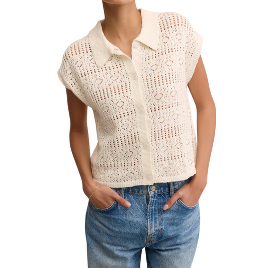 KINSLEY SWEATER TOP WHITE