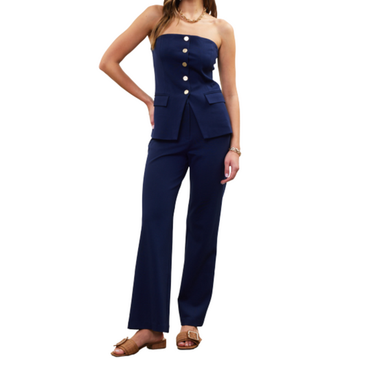 KNIT STRAPLESS VEST NAVY