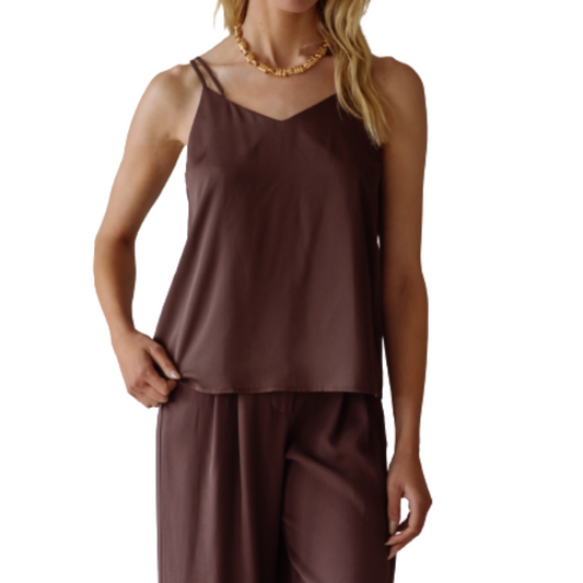 DOUBLE STRAP CAMI ESPRESSO