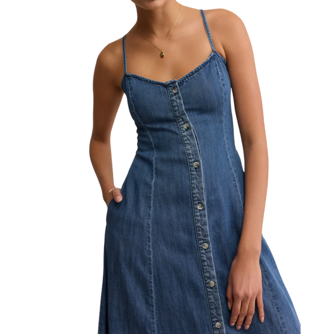 ANGEL EYES DENIM MIDI DRESS