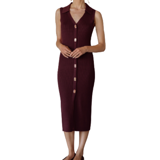 MIDI DRESS TWIST LOCK BURGUNDY