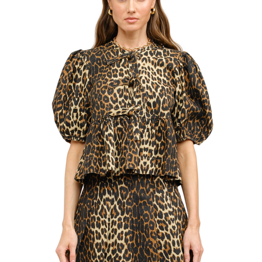 NORAH LEOPARD TIE BLOUSE