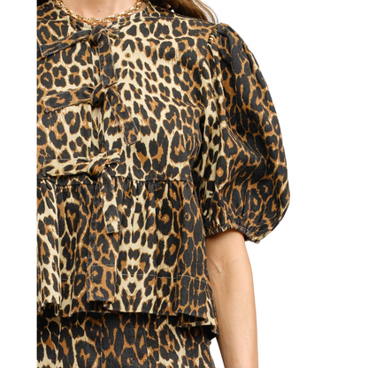 NORAH LEOPARD TIE BLOUSE