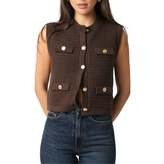 SELENA KNIT TANK TOP BROWN