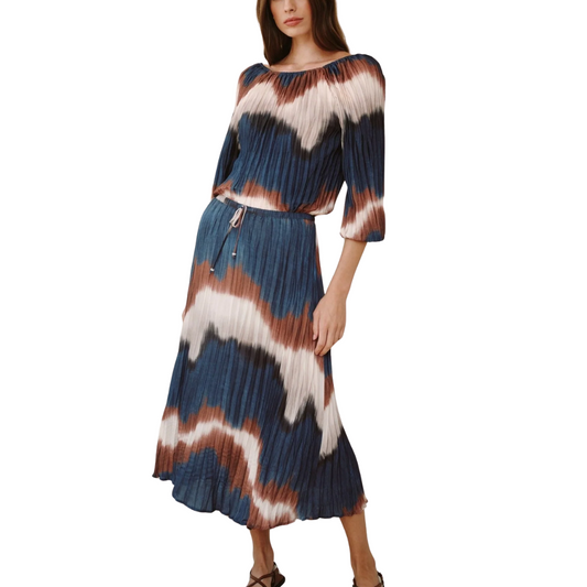 PLEATED SKIRT WITH TIE MIDNIGHT