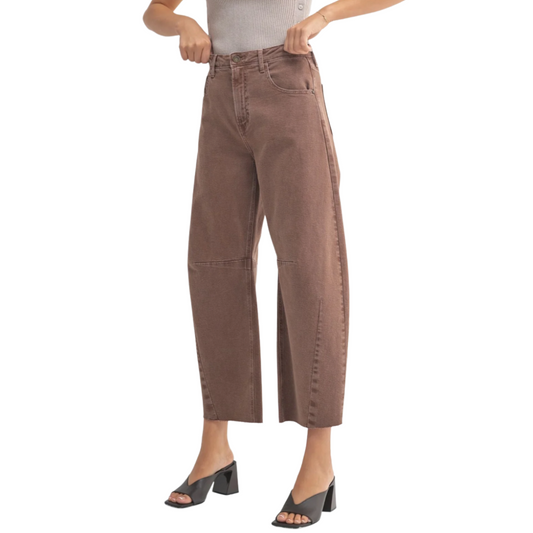 BARREL JEANS WITH SEAMS ESPRESSO
