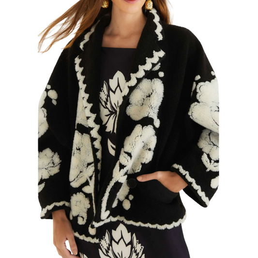 FLORAL ARABESQUE FLEECE COAT