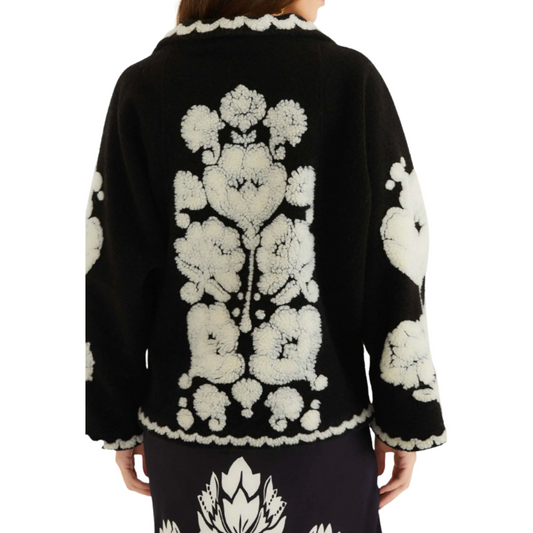 FLORAL ARABESQUE FLEECE COAT