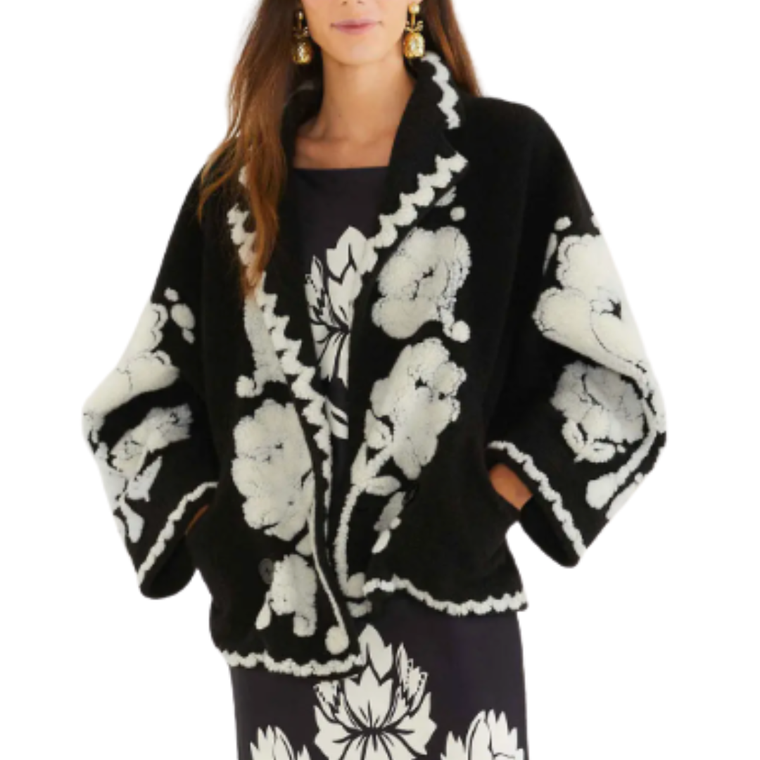 FLORAL ARABESQUE FLEECE COAT