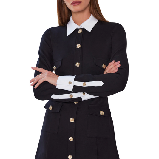 KENDALL POPLIN COMBO PONTE DRESS