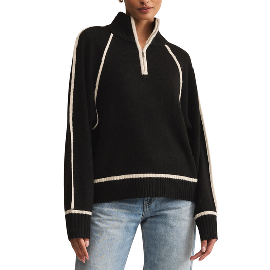 ALPS HALF ZIP SWEATER BLACK
