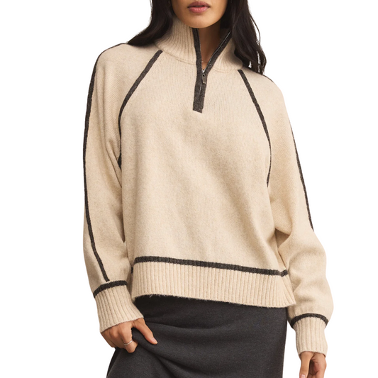 ALPS HALF ZIP SWEATER LIGHT OATMEAL