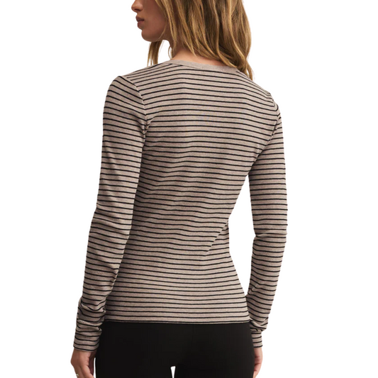 STELLA STRIPE HENLEY HEATHER TAUPE